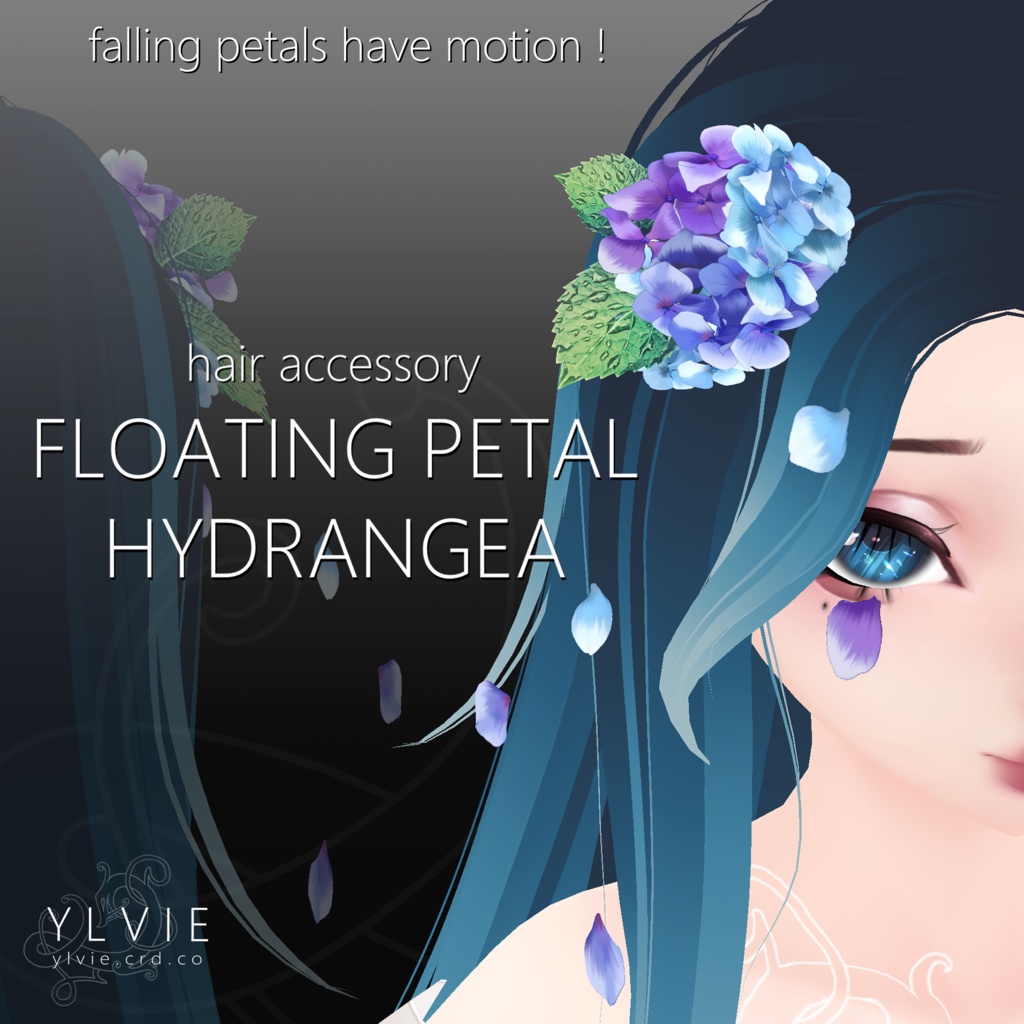 VRoid Hydrangea Hair Accessory w/ Floating Petals
