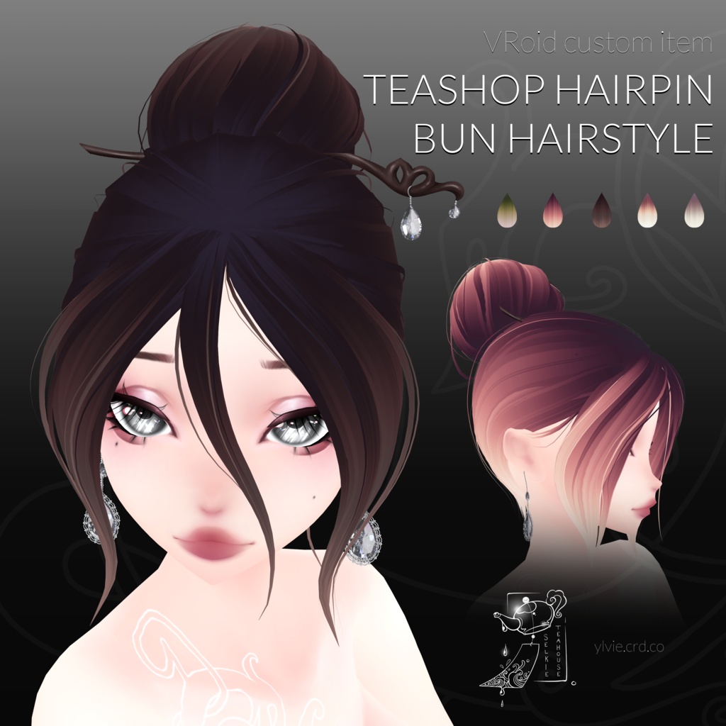 VRoid Teashop Hairpin BUN Hairstyle (5 Colors)