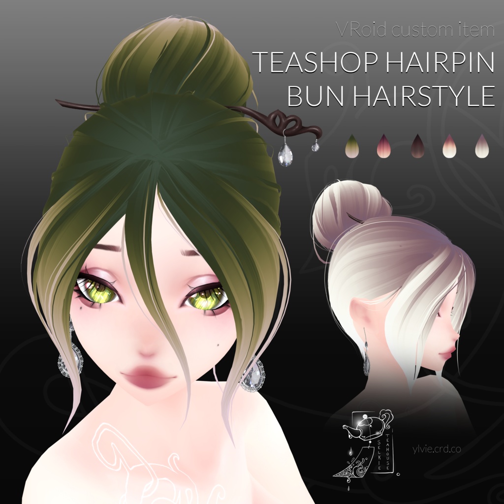 VRoid Teashop Hairpin BUN Hairstyle (5 Colors)