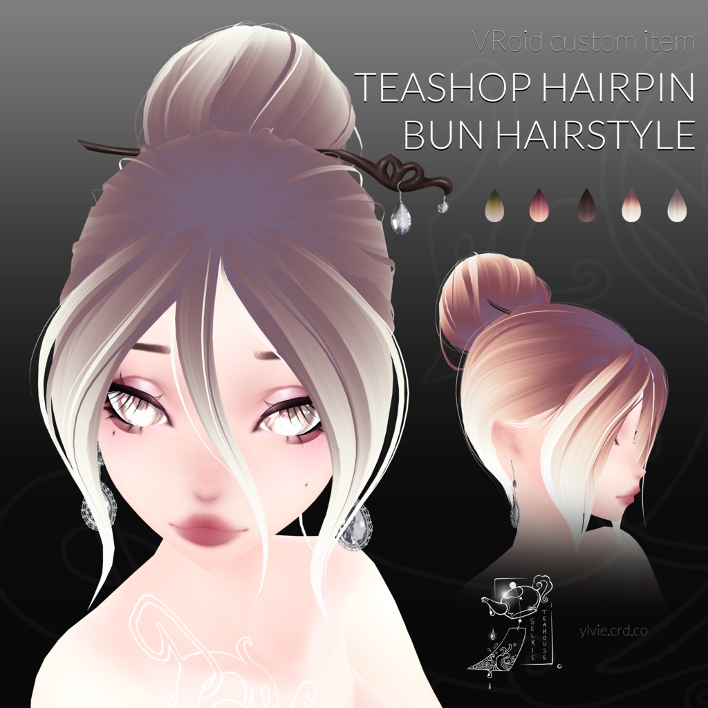VRoid Teashop Hairpin BUN Hairstyle (5 Colors)
