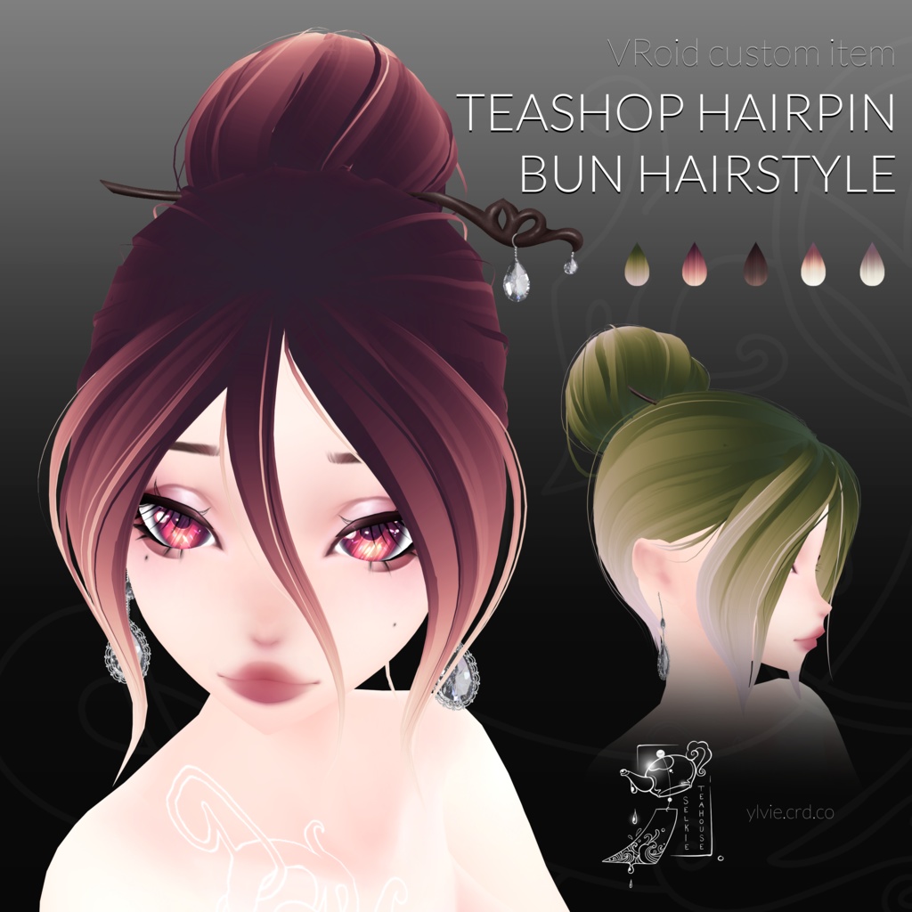 VRoid Teashop Hairpin BUN Hairstyle (5 Colors)