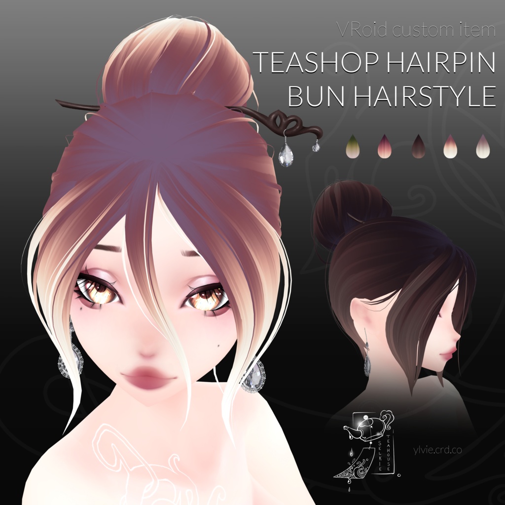 VRoid Teashop Hairpin BUN Hairstyle (5 Colors)