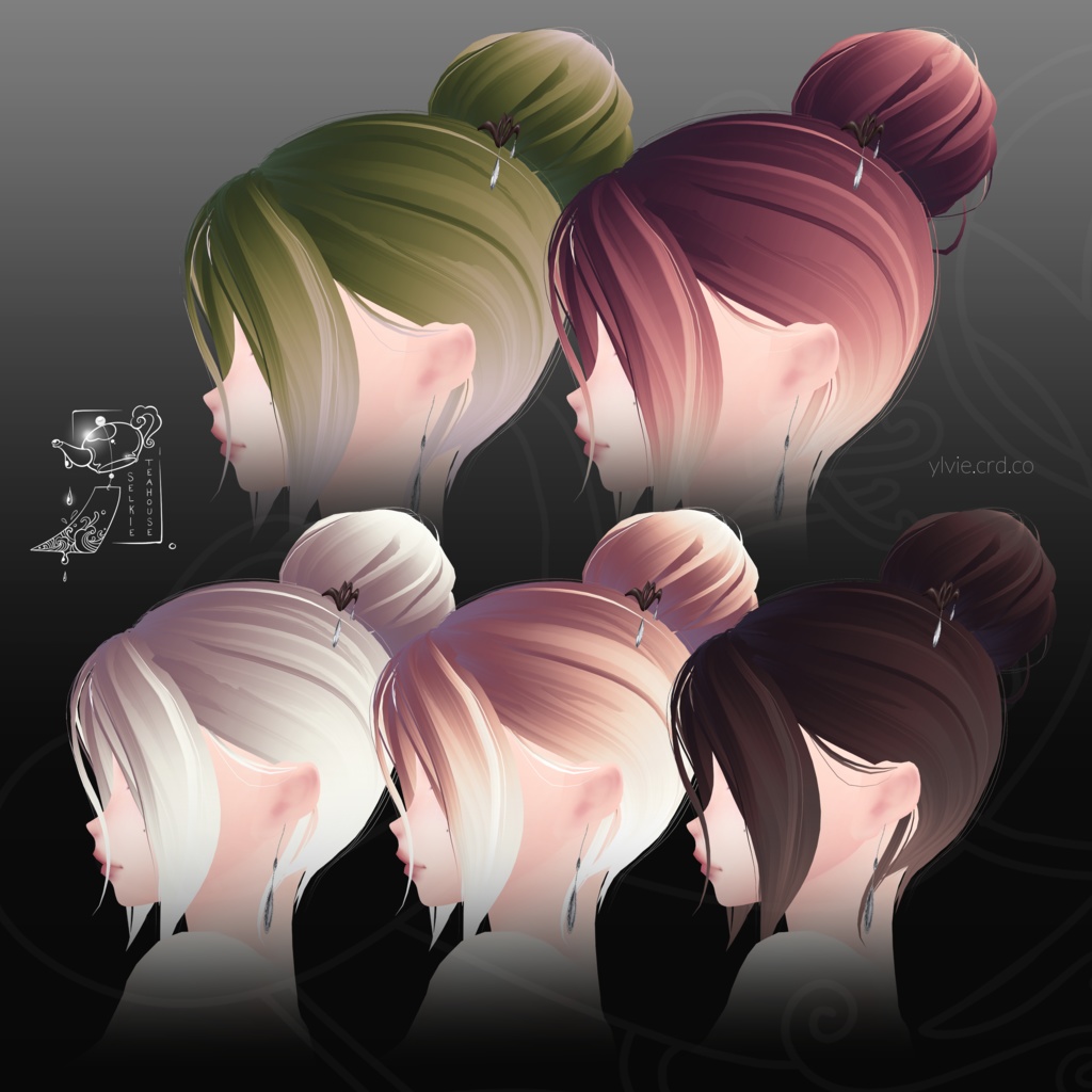 VRoid Teashop Hairpin BUN Hairstyle (5 Colors)