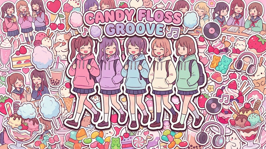 【フリーBGM】配信待機・雑談に合う可愛い曲「Candy Floss Groove」キラキラ×アップテンポ【商用利用可】