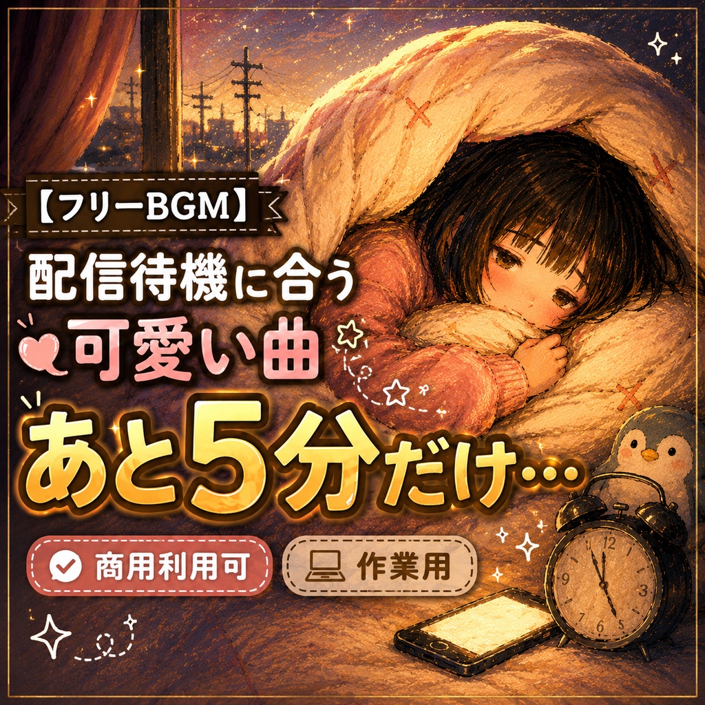 【フリーBGM】「あと5分だけ⋯」ゆったり可愛い朝のBGM|配信待機・作業用