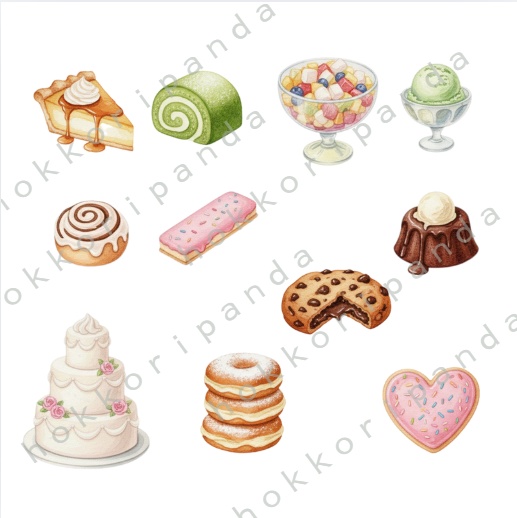 Sweet Clipart 80PNG|かわいいスイーツ素材セット(透過背景・商用利用可))