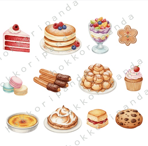 Sweet Clipart 80PNG|かわいいスイーツ素材セット(透過背景・商用利用可))