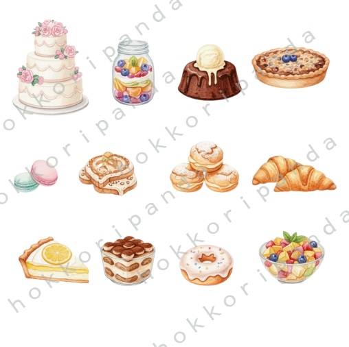 Sweet Clipart 80PNG|かわいいスイーツ素材セット(透過背景・商用利用可))
