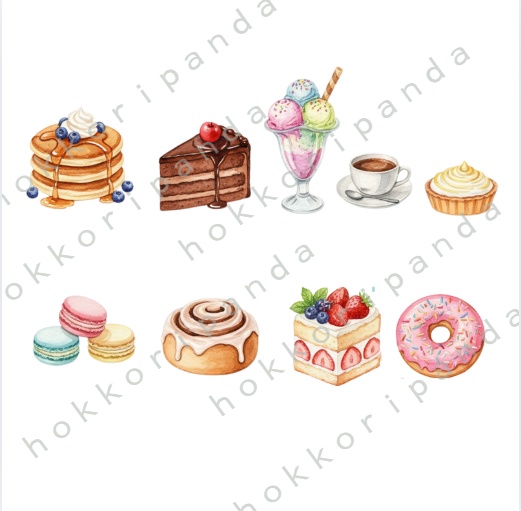 Sweet Clipart 80PNG|かわいいスイーツ素材セット(透過背景・商用利用可))