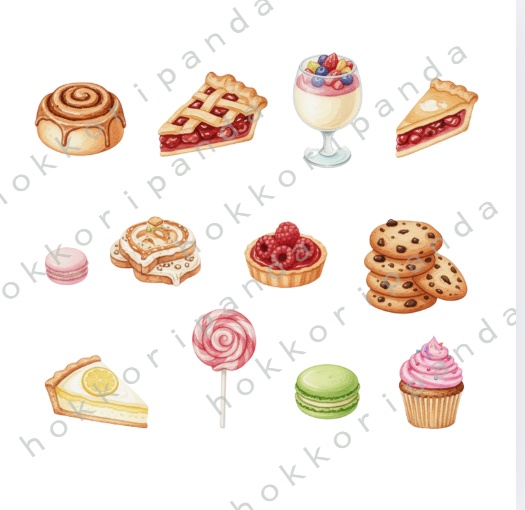 Sweet Clipart 80PNG|かわいいスイーツ素材セット(透過背景・商用利用可))
