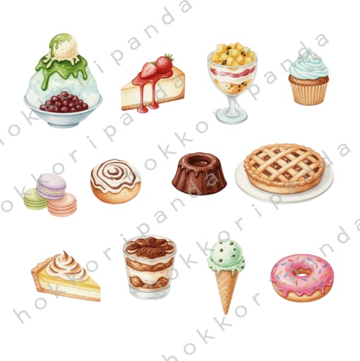 Sweet Clipart 80PNG|かわいいスイーツ素材セット(透過背景・商用利用可))