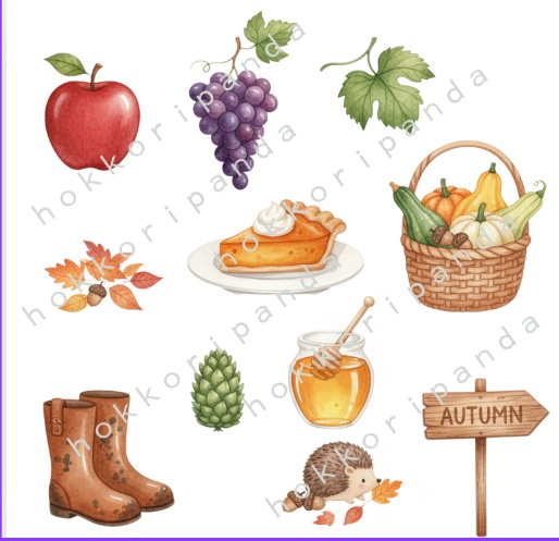 秋のクリップアート素材集|Autumn-themed Clipart(110PNG)