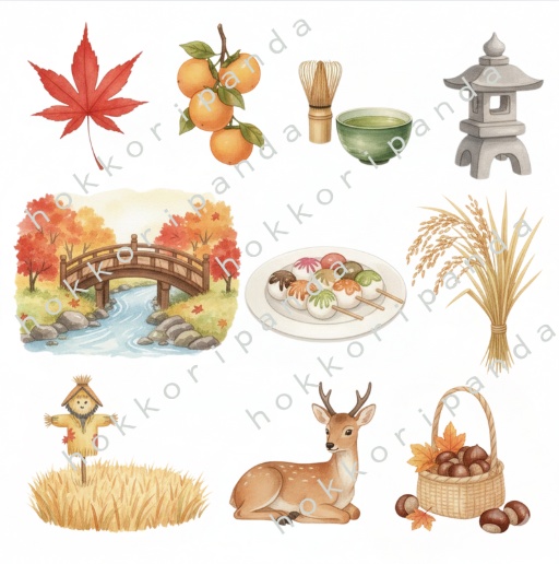 秋のクリップアート素材集|Autumn-themed Clipart(110PNG)