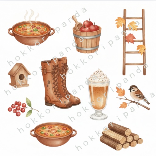 秋のクリップアート素材集|Autumn-themed Clipart(110PNG)