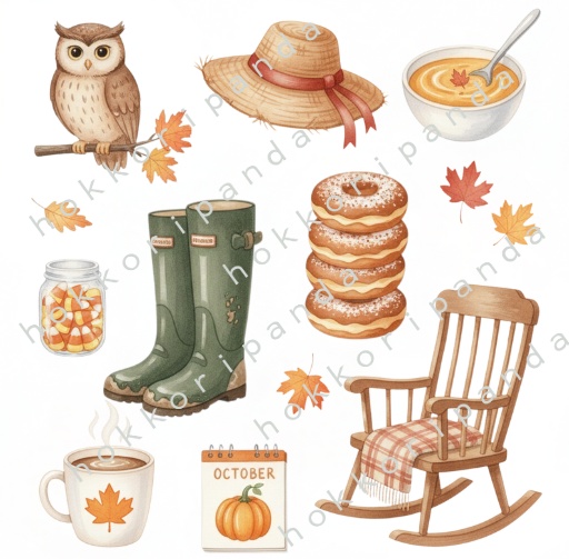 秋のクリップアート素材集|Autumn-themed Clipart(110PNG)