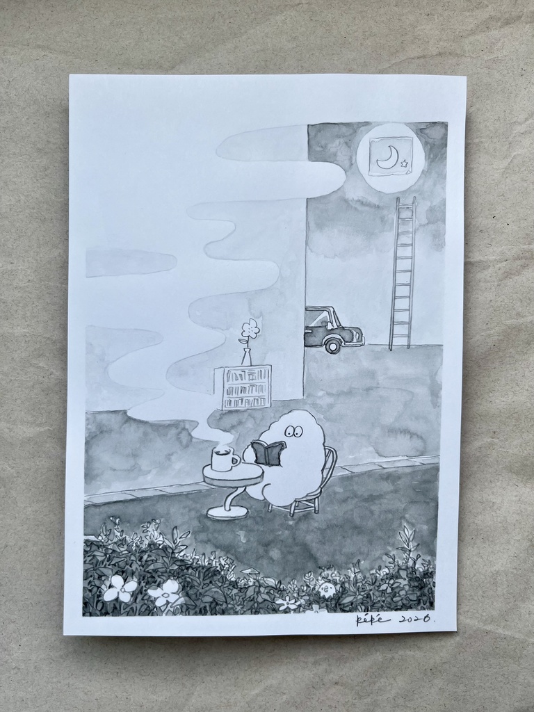 A5サイズ原画 "街角"