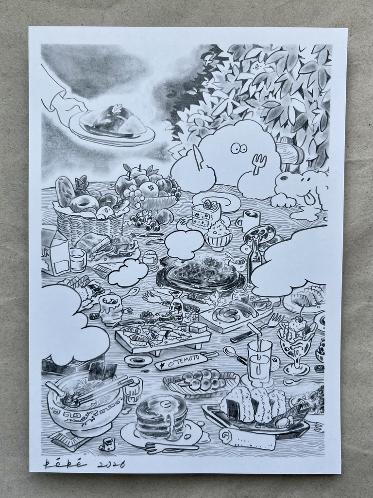 A5サイズ原画 "森のレストラン"