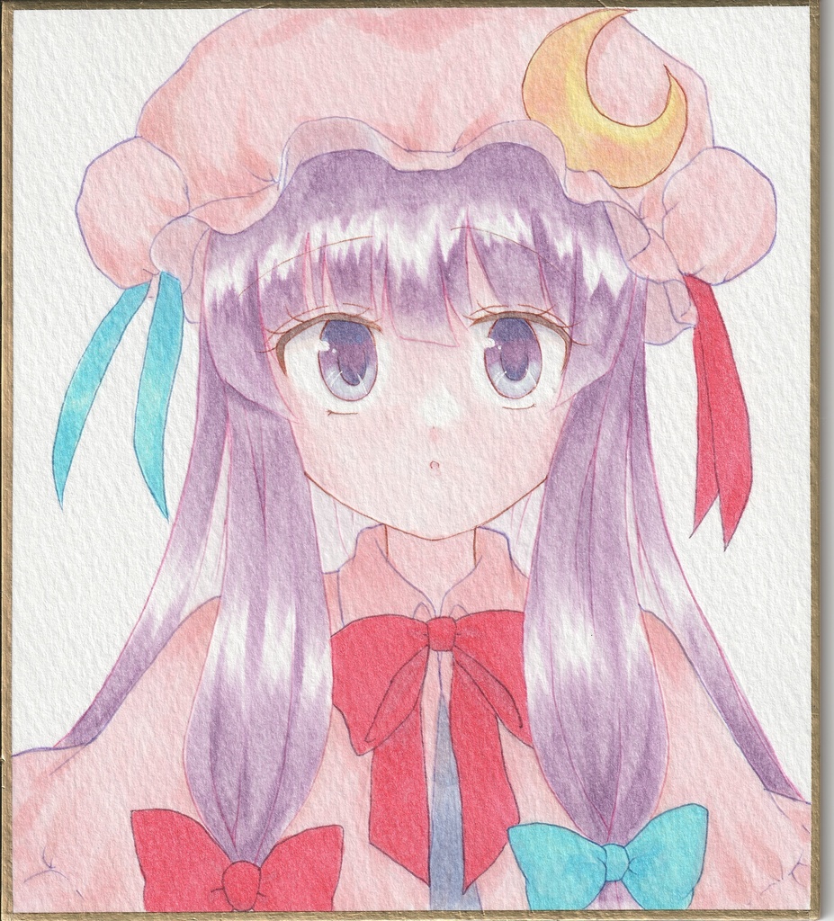 【原画】東方project　「パチュリー」　小色紙　額なし　あんしんBOOTHパック