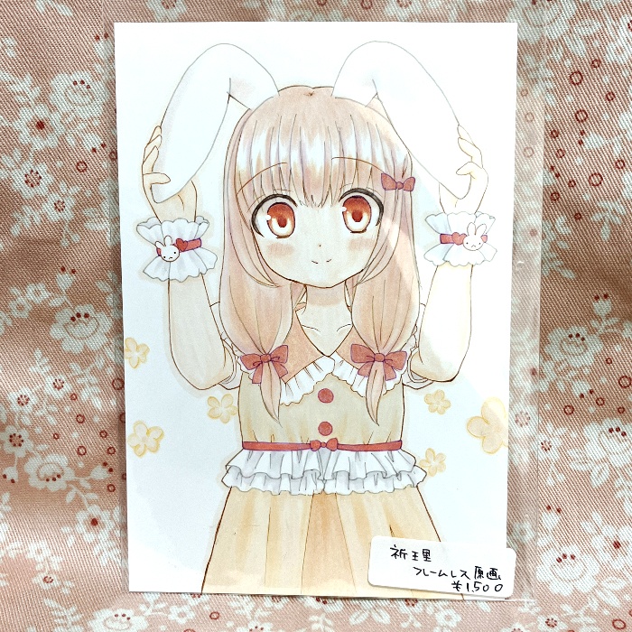 【原画】オリジナルイラスト 「うさぎ少女」 ポストカードサイズ 額なし あんしんBOOTHパック