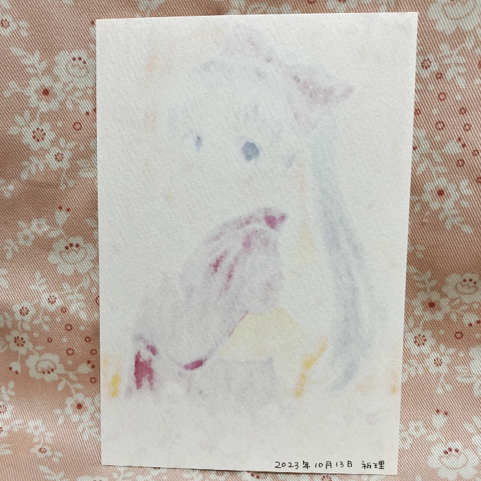 【原画】オリジナルイラスト 「花占い」 ポストカードサイズ 額なし あんしんBOOTHパック