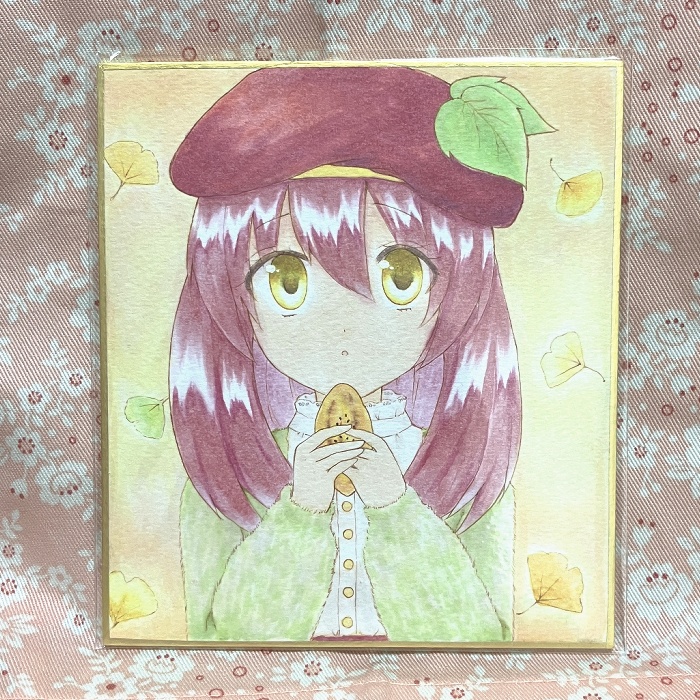 【原画】オリジナルイラスト 「スイートポテトおいしいよ」 小色紙 額なし あんしんBOOTHパック