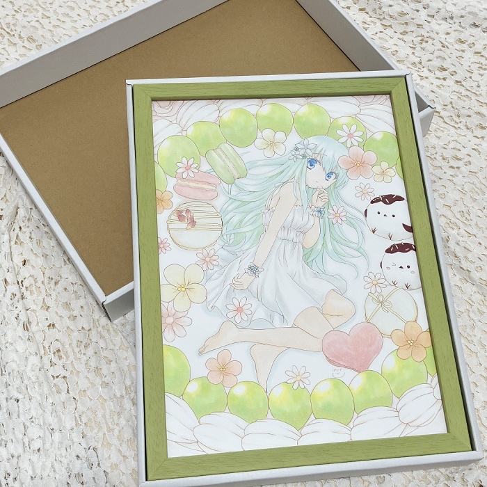 【原画】オリジナルイラスト 「極上の贅沢」 A4サイズ 額付き あんしんBOOTHパック