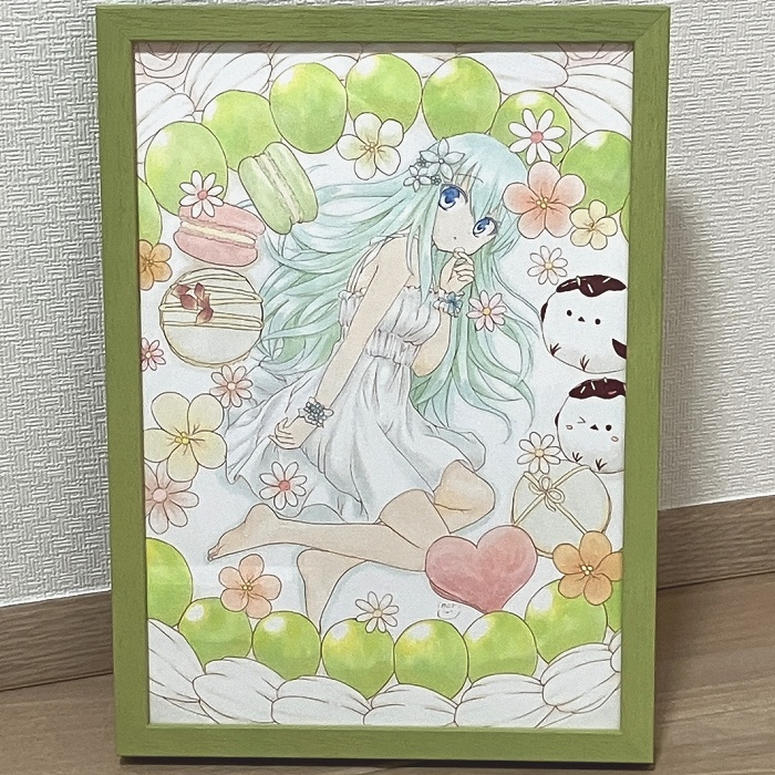 【原画】オリジナルイラスト 「極上の贅沢」 A4サイズ 額付き あんしんBOOTHパック