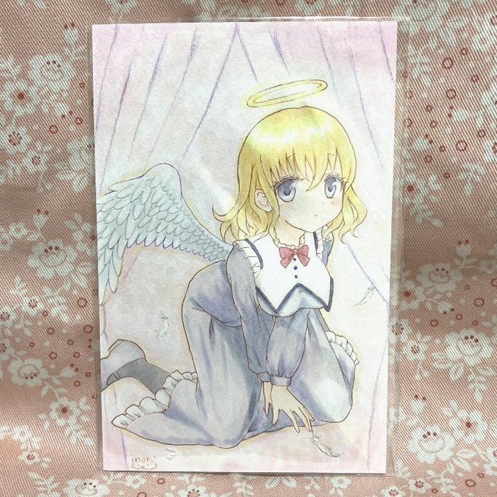 【原画】オリジナルイラスト 「天使の誘惑」 ポストカードサイズ 額なし あんしんBOOTHパック