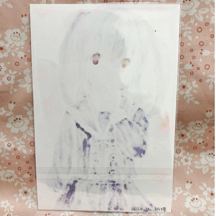 【原画】オリジナルイラスト 「ツーサイドアップとセーラー服」 ポストカードサイズ 額なし あんしんBOOTHパック