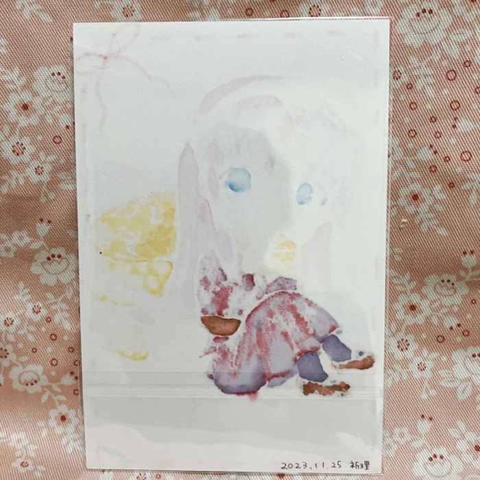 【原画】オリジナルイラスト 「スコーンとミニ瑠璃ちゃん」 ポストカードサイズ 額なし あんしんBOOTHパック