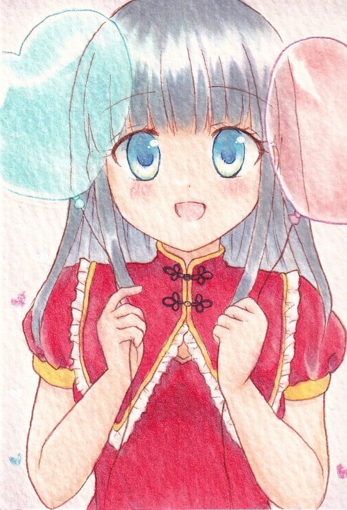 【原画】オリジナルイラスト 「お祝いの風船」 ATCサイズ 額なし あんしんBOOTHパック