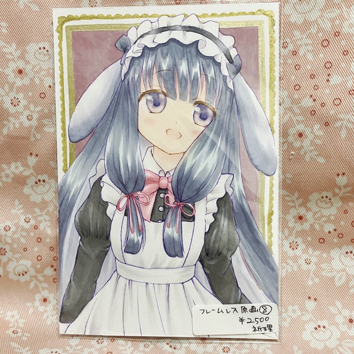 【原画】オリジナルイラスト 「うさメイドみやびちゃん」 ポストカードサイズ 額なし あんしんBOOTHパック