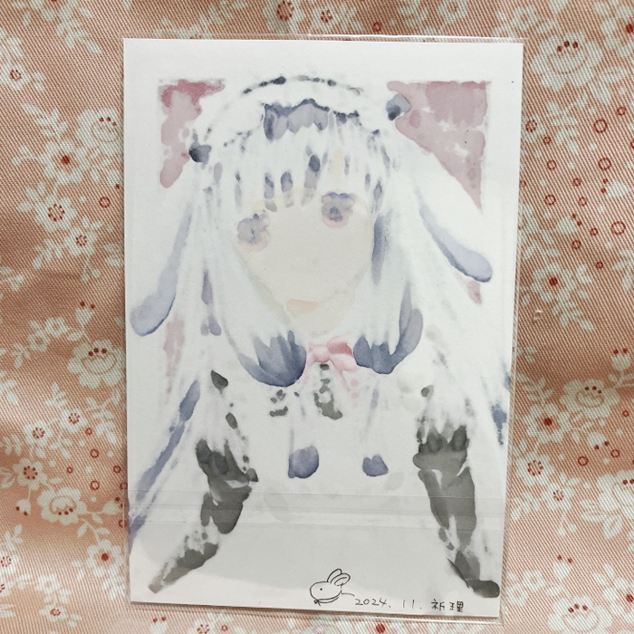 【原画】オリジナルイラスト 「うさメイドみやびちゃん」 ポストカードサイズ 額なし あんしんBOOTHパック