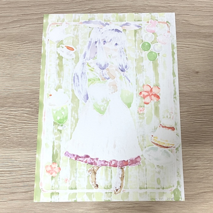 【原画】オリジナルイラスト 「喫茶うさぎへようこそ」 A4サイズ 額付き あんしんBOOTHパック