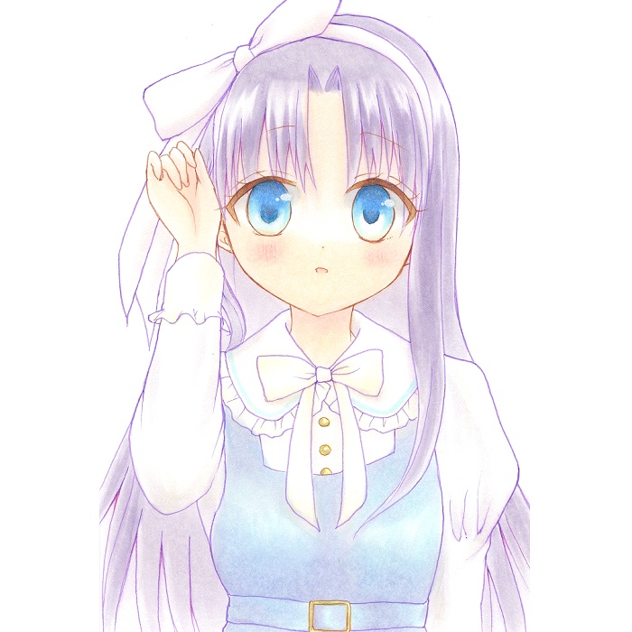 【原画】オリジナルイラスト 「瑠璃(私服)」 ポストカードサイズ 額なし あんしんBOOTHパック