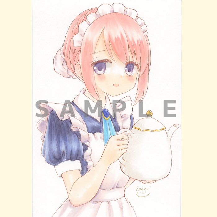 【原画】オリジナルイラスト　「お茶にしましょう」　ポストカードサイズ　額なし　あんしんBOOTHパック