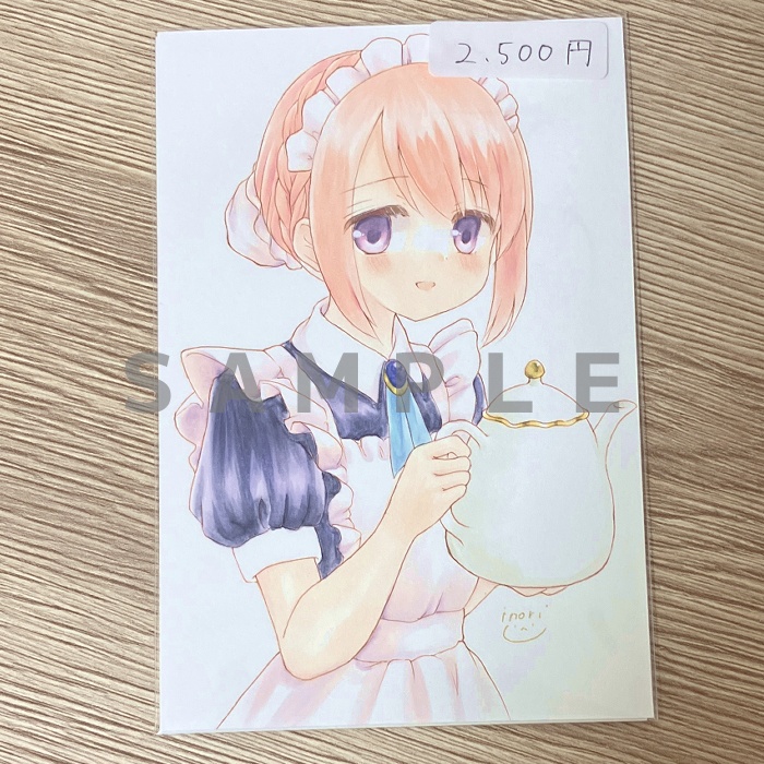 【原画】オリジナルイラスト 「お茶にしましょう」 ポストカードサイズ 額なし あんしんBOOTHパック