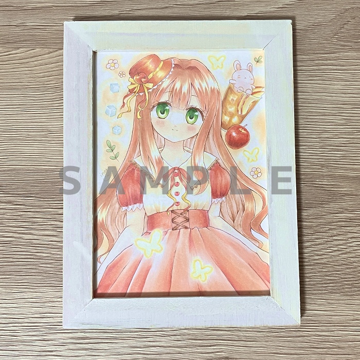 【原画】オリジナルイラスト 「アップルティーガール」 2Lサイズ 額付き あんしんBOOTHパック