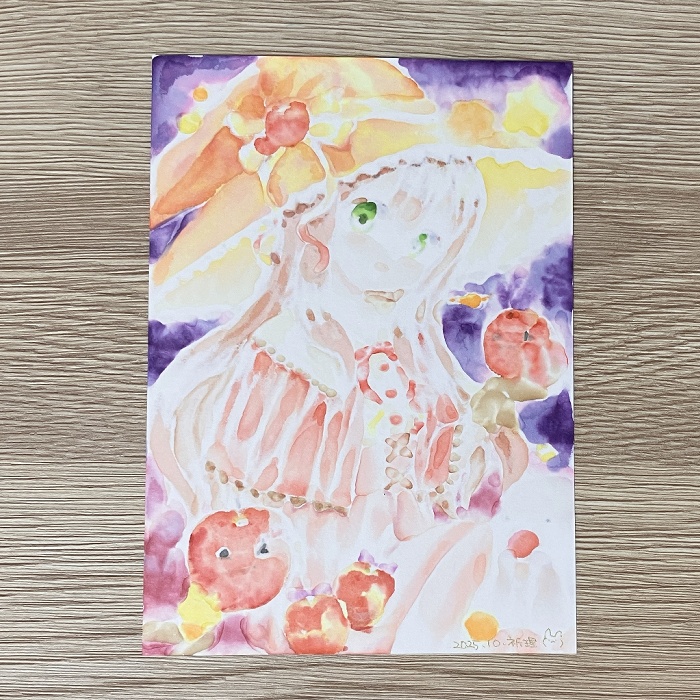 【原画】オリジナルイラスト 「アップルハロウィンナイト」 2Lサイズ 額なし あんしんBOOTHパック