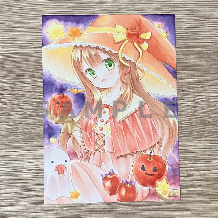 【原画】オリジナルイラスト 「アップルハロウィンナイト」 2Lサイズ 額なし あんしんBOOTHパック