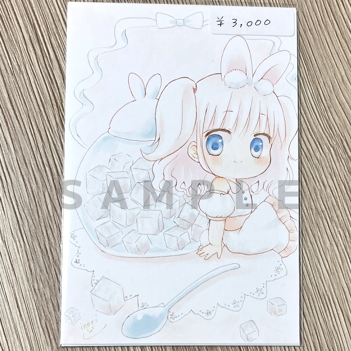 【原画】オリジナルイラスト 「甘い角砂糖」 ポストカードサイズ 額なし ゆうゆうBOOTHパック