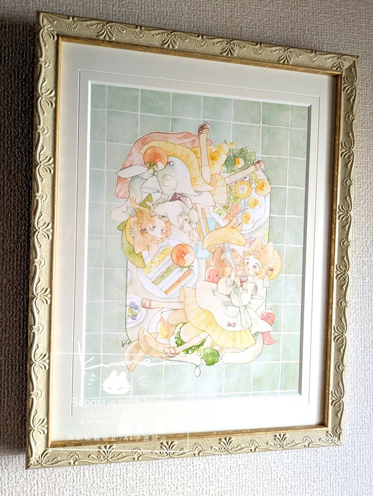 額装原画「おはようとあさごはん」（太子額）