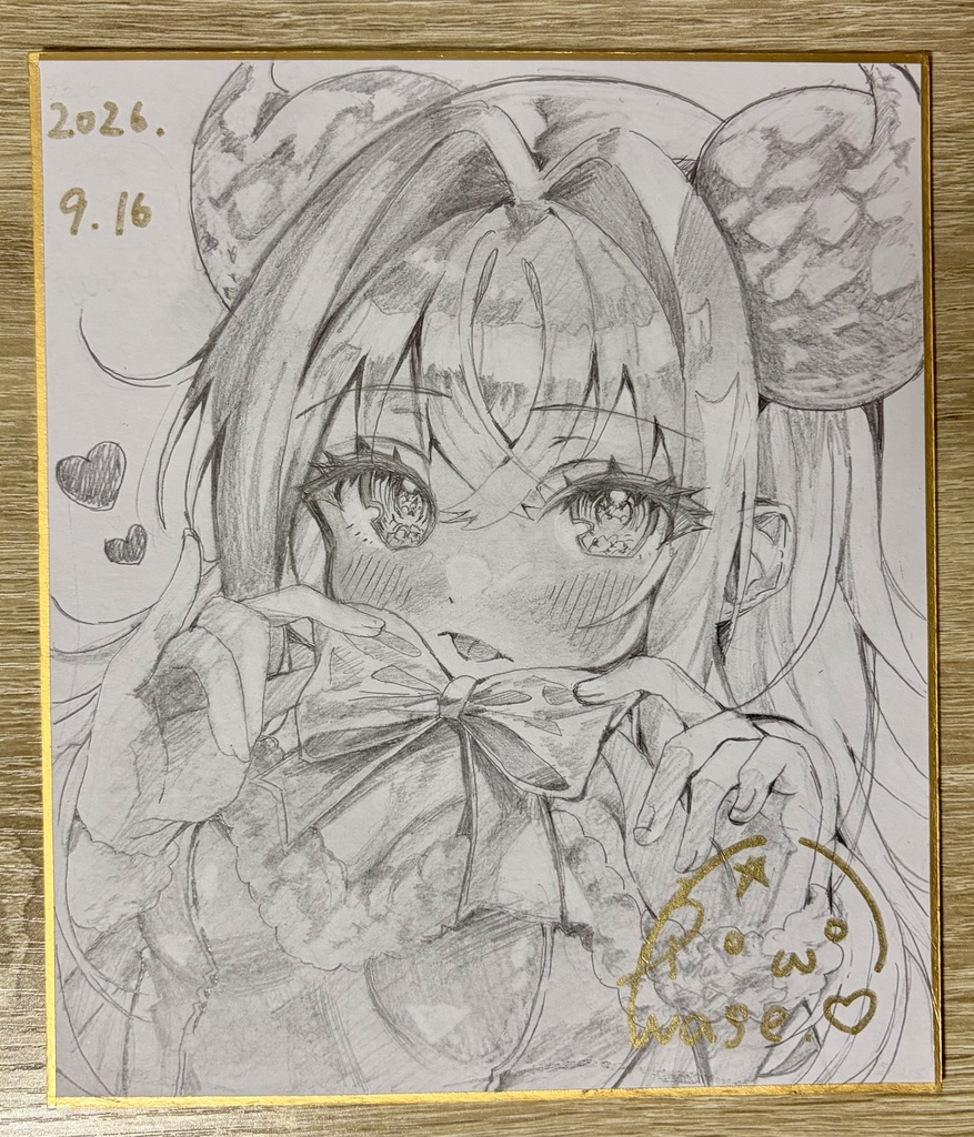ノクちゃん　原画色紙Mサイズ　鉛筆画
