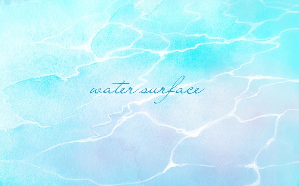 透明水彩で描いた水面の背景イラストセット