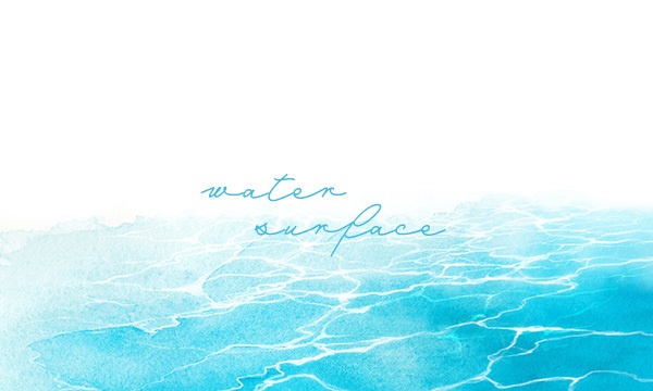 透明水彩で描いた水面の背景イラストセット