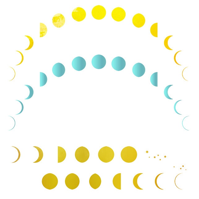 月の満ち欠けのイラストセット【透過PNG】