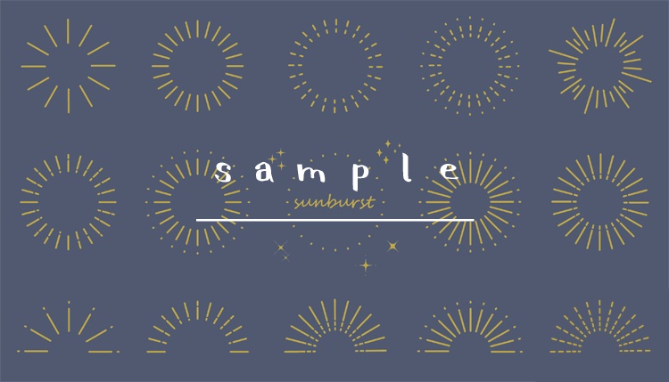 サンバーストとキラキラ素材のイラストセット【PNG素材】