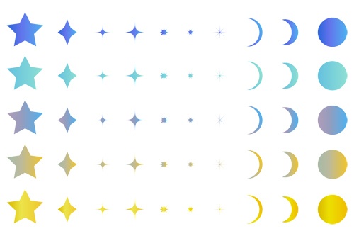 シンプルなキラキラアイコンと水彩背景のイラストセット【PNG素材+JPG素材】