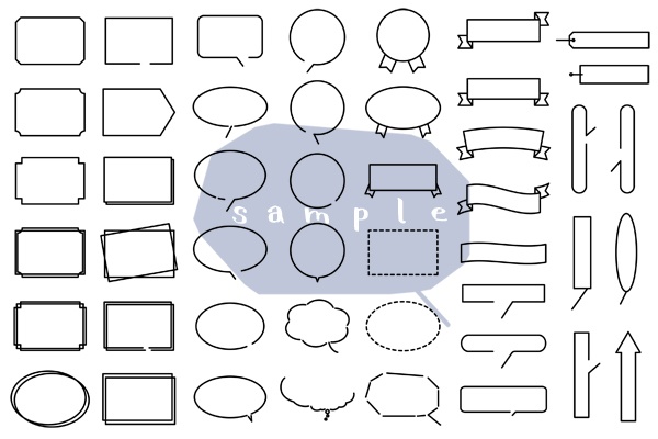 シンプルな吹き出しとフレームのイラストセット【PNG素材】