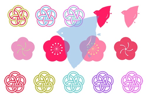 和風モチーフのイラストセット【PNG素材】